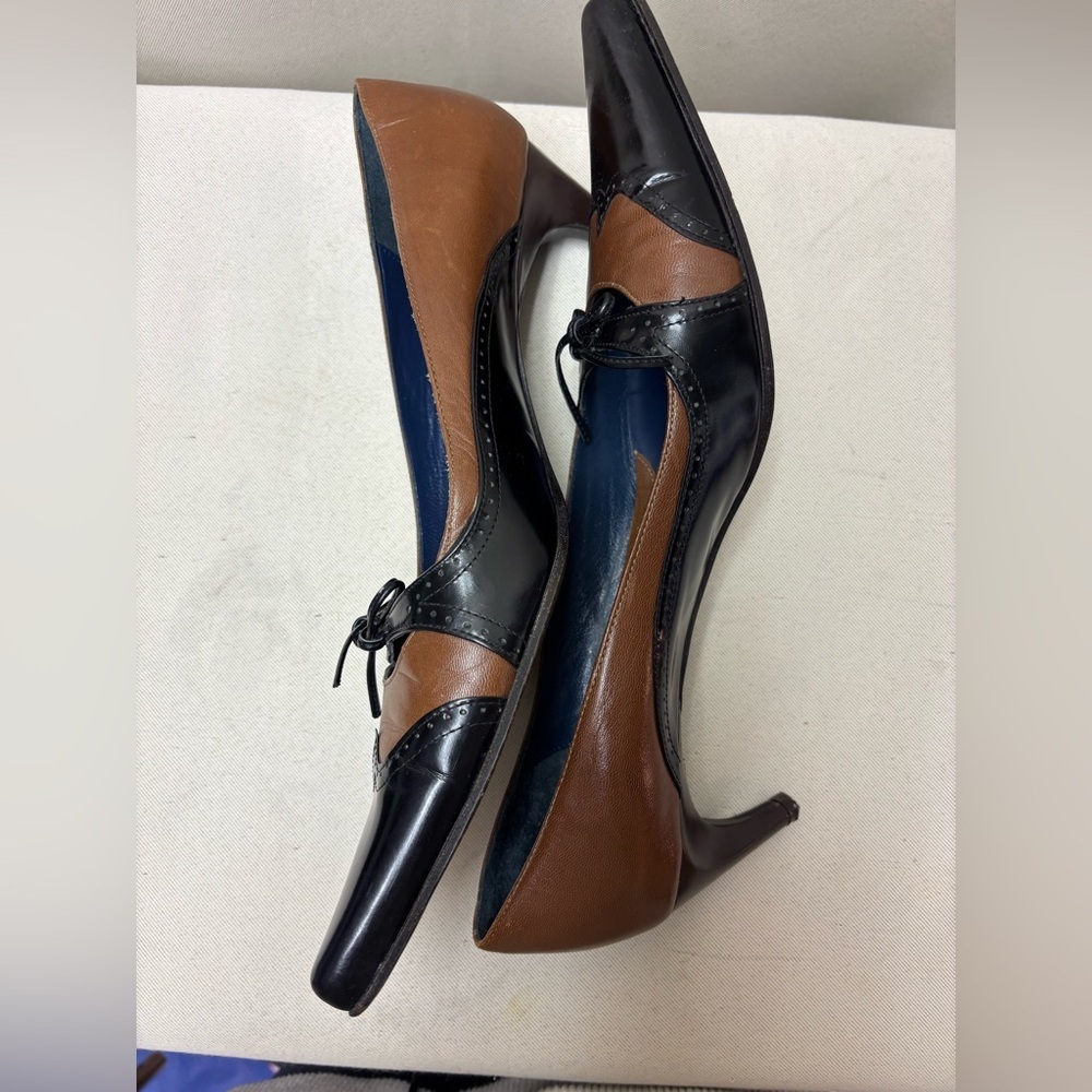 BCBGMaxazria Vintage y2k kitten heels size 10/41 Color Black/Cognac - Picture 6 of 10